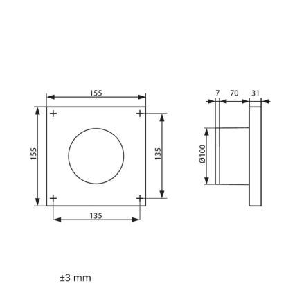 Dalap 41095ZW - Axialventilator mit Zeitschaltuhr und Feuchtesensor 100 DARK ZW 8,4 W/230 V