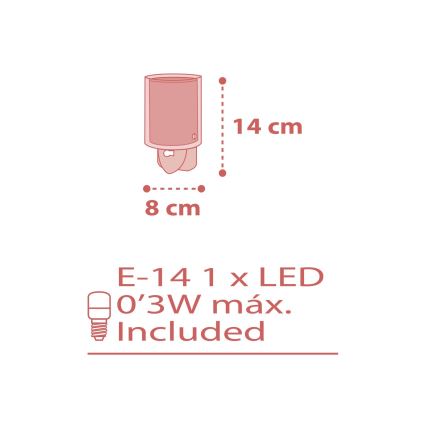 Dalber 41005S - LED-Steckdosenleuchte DOTS 1xE14/0,3W/230V
