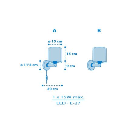 Dalber 41579T - Kinder-Wandleuchte BABY TEDDY 1xE27/15W/230V blau