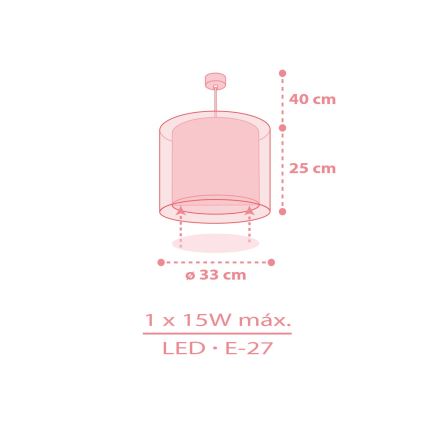 Dalber 41762S - Kinder-Deckenleuchte KAWAII FRIENDS 1xE27/15W/230V rosa