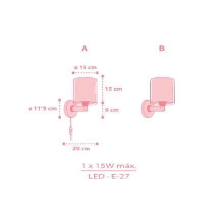 Dalber 41769S - Kinder-Wandleuchte KAWAII FRIENDS 1xE27/15W/230V rosa