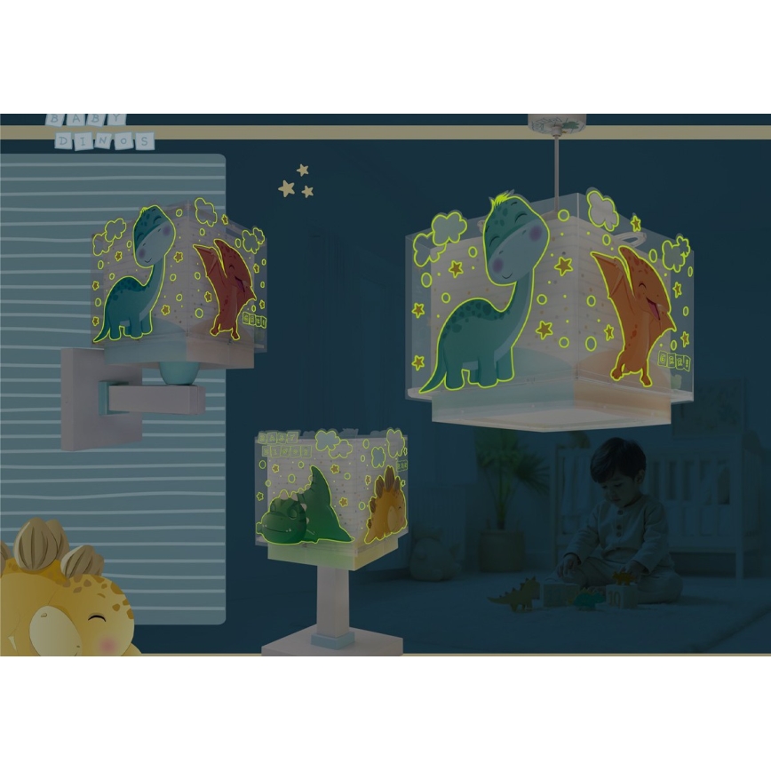 Dalber 63452 - Kinder-Deckenleuchte BABY DINOS 1xE27/15W/230V, farbenfroh