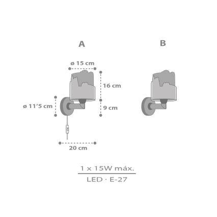 Dalber 76309 - Kinder-Wandleuchte SNOOPY 1xE27/15W/230V weiß/rot