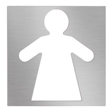Damen-Piktogramm 12x12 cm Edelstahl/silber