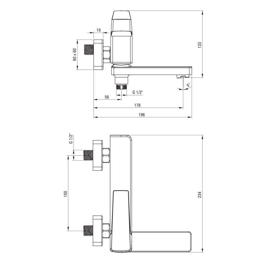 Deante BQL_012M - Klappbare Wannenarmatur BLUR, Hochglanz-Chrom