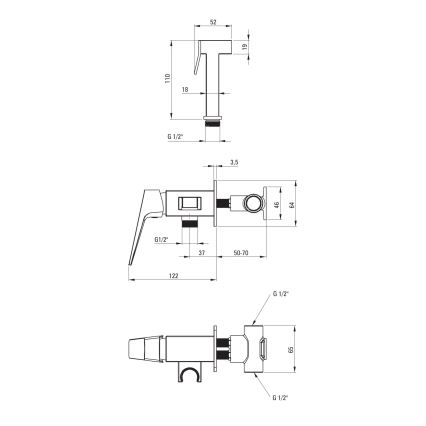 Deante BQL_034M - Bidetarmatur mit Brause zur Unterputzmontage BLUR, glänzender Chrom
