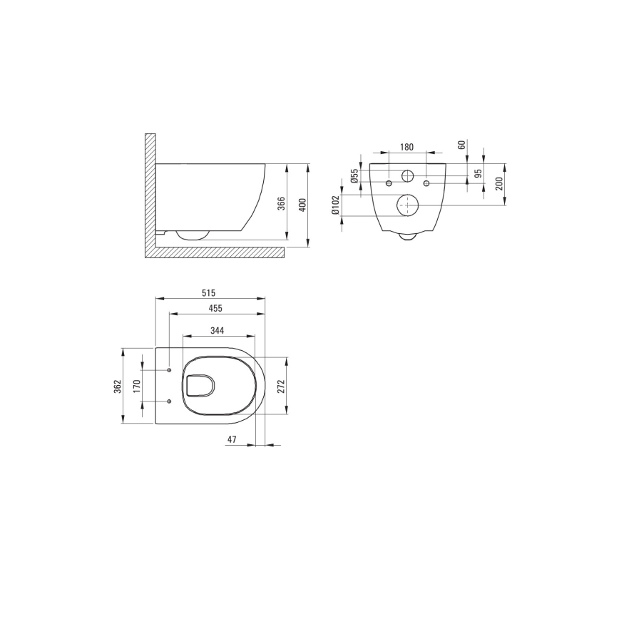 Deante CGRD6ZPW - Hängendes WC mit SoftClose-Sitz ROUND Keramik/Weiß