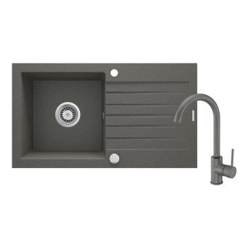 Deante ZQZVT113 - Küchenspüle ZORBA 76x44 cm + Spültischarmatur Granit/Metallisch Anthrazit