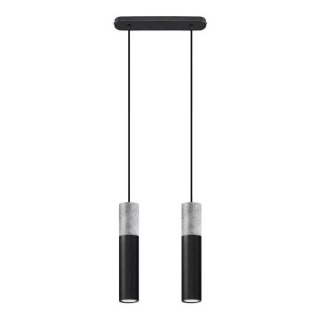 Deckenleuchte an Kabel BORGIO 2xGU10/40W/230V Beton/Metall Schwarz