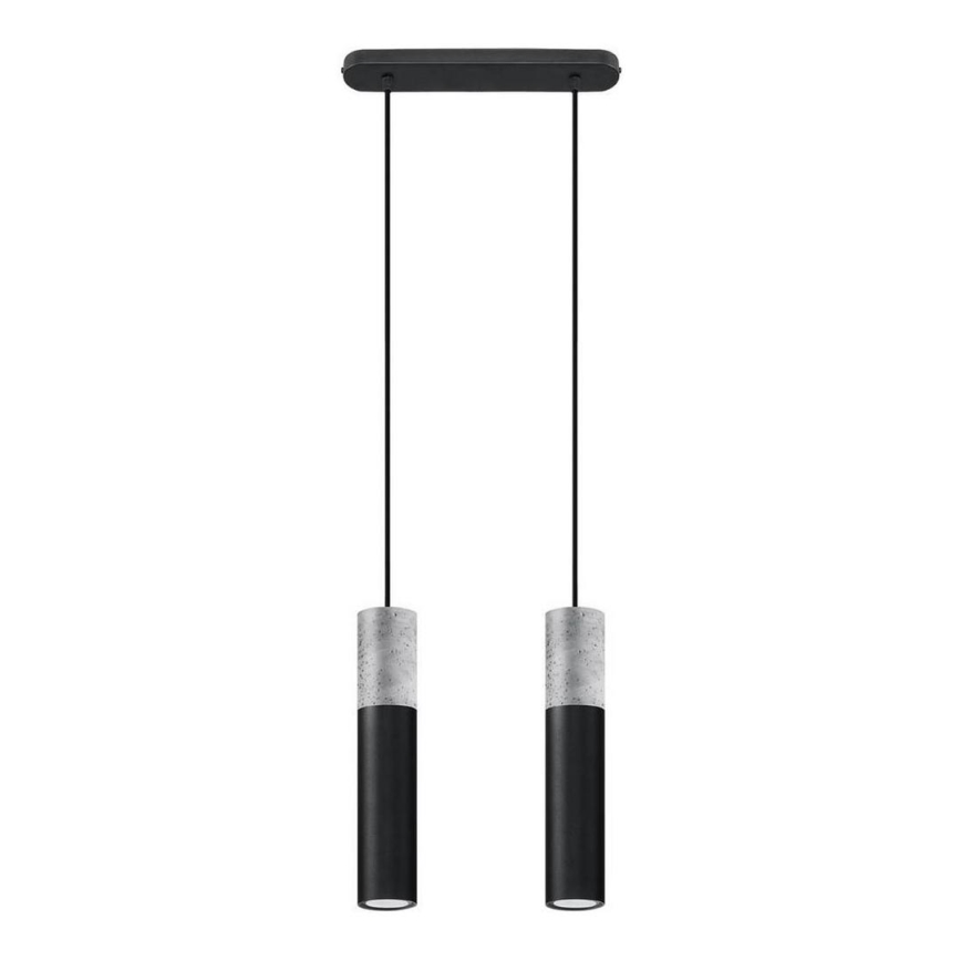 Deckenleuchte an Kabel BORGIO 2xGU10/40W/230V Beton/Metall Schwarz