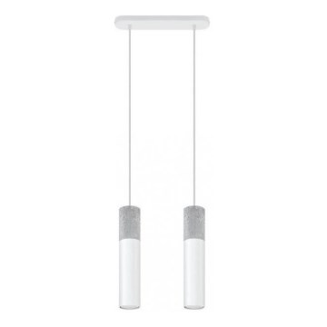 Deckenleuchte an Kabel BORGIO 2xGU10/40W/230V Beton/Metall Weiß