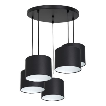 Deckenleuchte an Seil ARDEN 5xE27/60W/230V schwarz/weiß