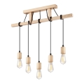 Deckenleuchte an Seil LEON 5xE27/60W/230V Buche