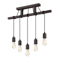 Deckenleuchte an Seil LEON 5xE27/60W/230V Buche