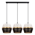 Deckenleuchte an Seil PARIS 3xE27/60W/230V weiß/schwarz/gold