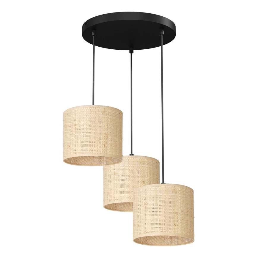 Deckenleuchte an Seil RATTAN 3xE27/60W/230V Rattan