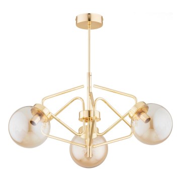 Deckenleuchte an Stange BARSUM 3xE14/10W/230V golden