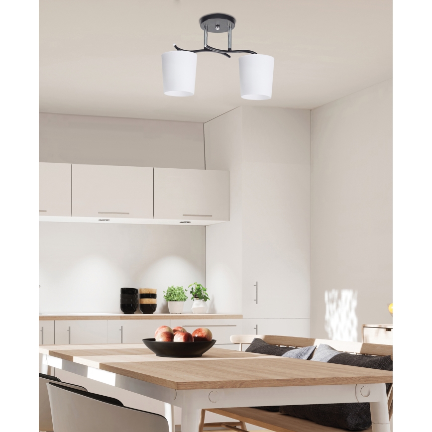 Deckenleuchte an Stange ESNYR 2xE27/40W/230V schwarz/weiß