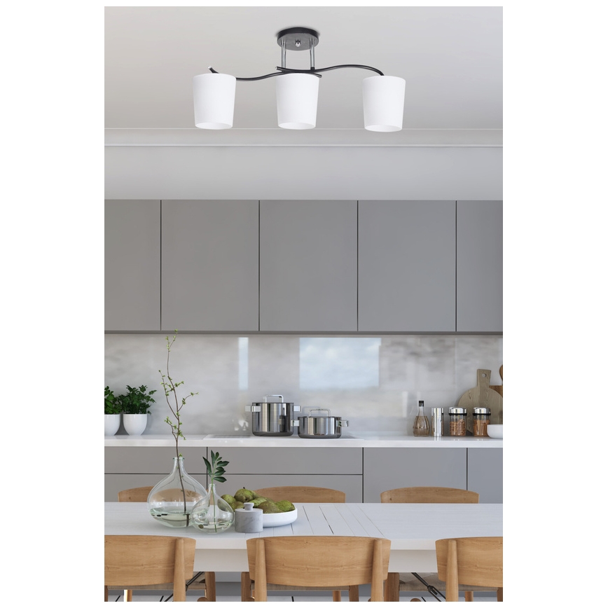 Deckenleuchte an Stange ESNYR 3xE27/40W/230V schwarz/weiß