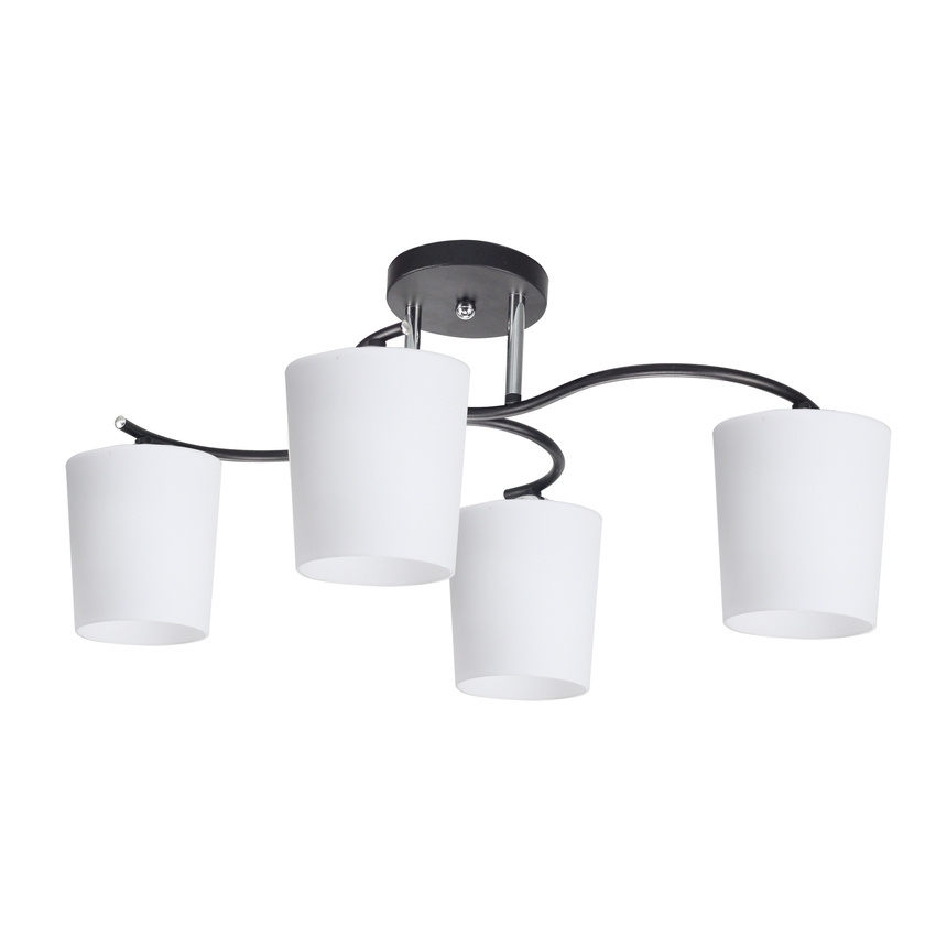Deckenleuchte an Stange ESNYR 4xE27/40W/230V schwarz/weiß
