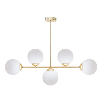 Deckenleuchte an Stange FIRA 5xE27/60W/230V golden