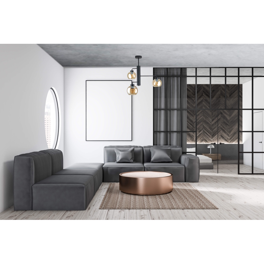 Deckenleuchte an Stange FLEX 3xE27/60W/230V schwarz/rauchig beige
