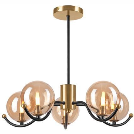 Deckenleuchte an Stange GEORGIA 5xG9/5W/230V golden/rauchig beige