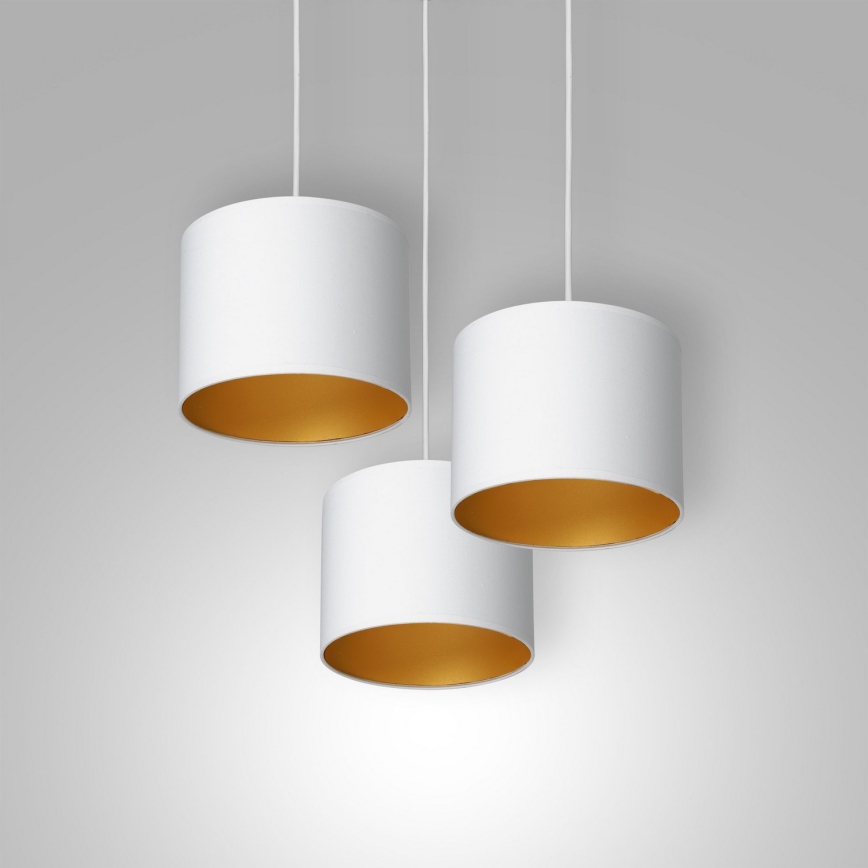 Deckenleuchte an Seil ARDEN 3xE27/60W/230V weiß/gold