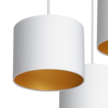 Deckenleuchte an Seil ARDEN 3xE27/60W/230V weiß/gold