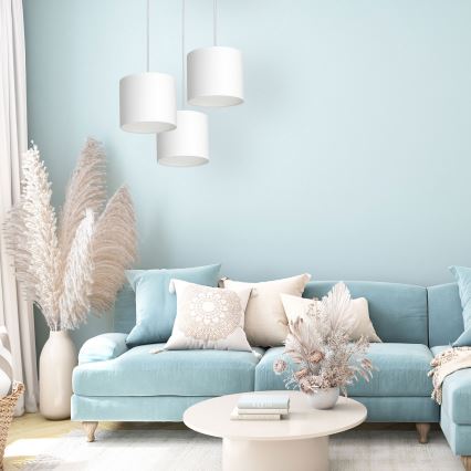 Deckenleuchte an Seil ARDEN 3xE27/60W/230V Weiß