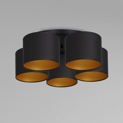 Deckenleuchte ARDEN Aufsatz 5xE27/60W/230V Schwarz/Gold