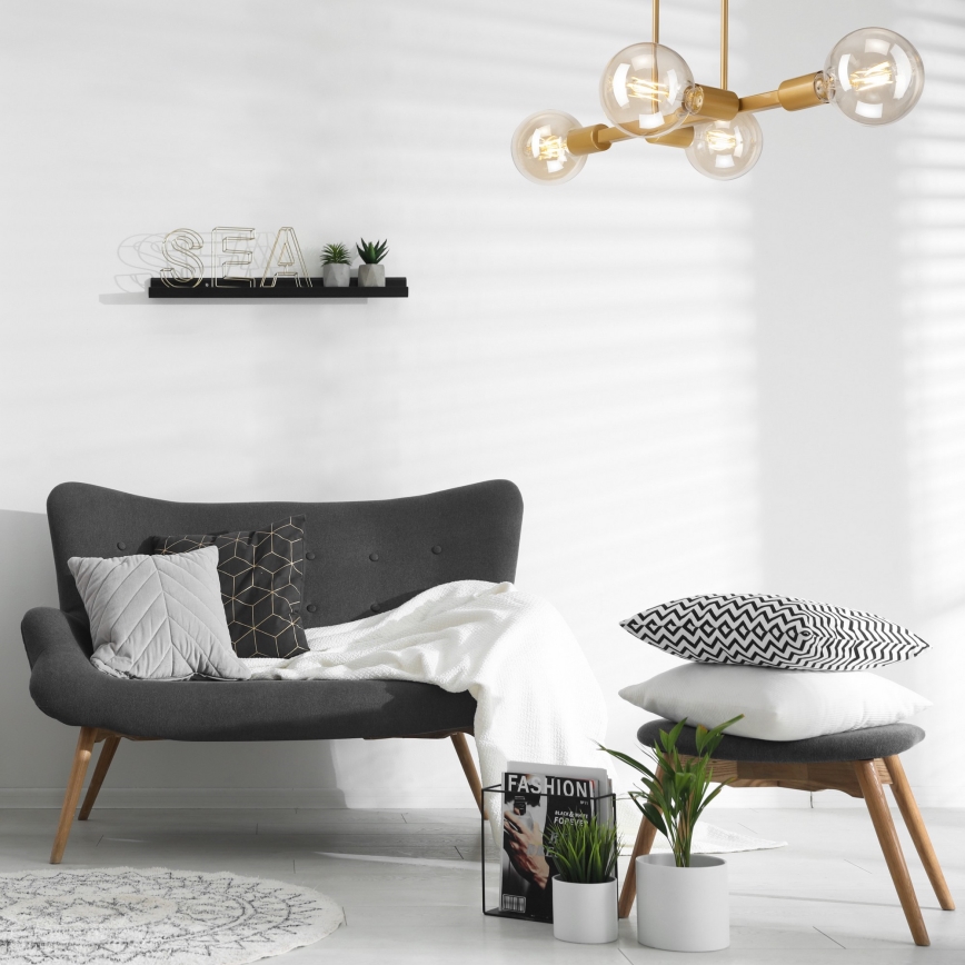 Deckenleuchte an Stange ASTRID 4xE27/60W/230V goldfarben