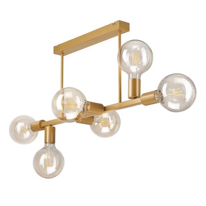 Deckenleuchte an Stange ASTRID 6xE27/60W/230V goldfarben
