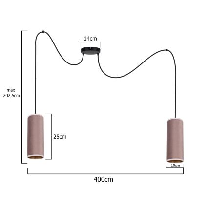 Deckenleuchte an Seil AVALO 2xE27/60W/230V Spinne rosa/kupferfarben