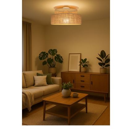 Deckenleuchte BOHO 1xE27/60W/230V d 40 cm Rattan