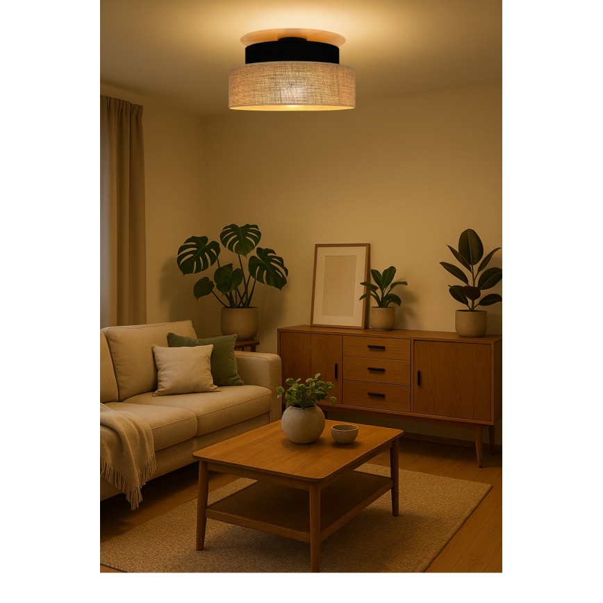 Deckenleuchte BOHO 1xE27/60W/230V d 40 cm schwarz/beige