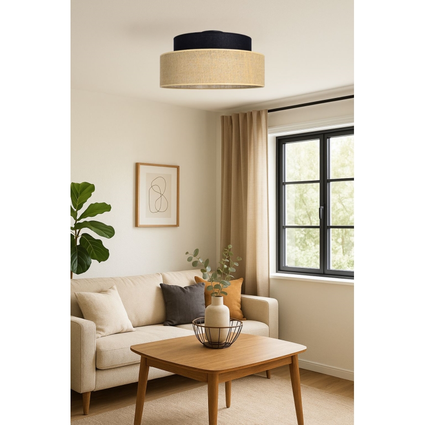 Deckenleuchte BOHO 1xE27/60W/230V d 40 cm schwarz/beige