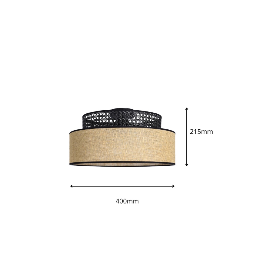 Deckenleuchte BOHO 1xE27/60W/230V d 40 cm schwarz/Rattan