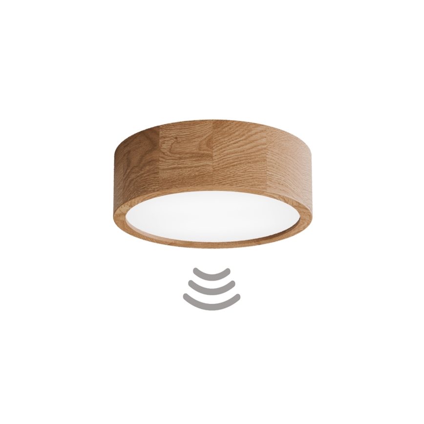 Deckenleuchte CLEO mit Sensor, 2xE27/24W/230V, Ø 27,5 cm, Eiche
