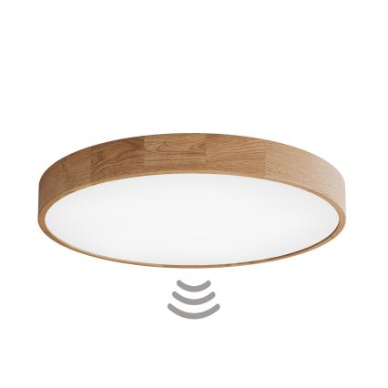 Deckenleuchte CLEO mit Sensor 6xE27/24W/230V Ø 80 cm Eiche