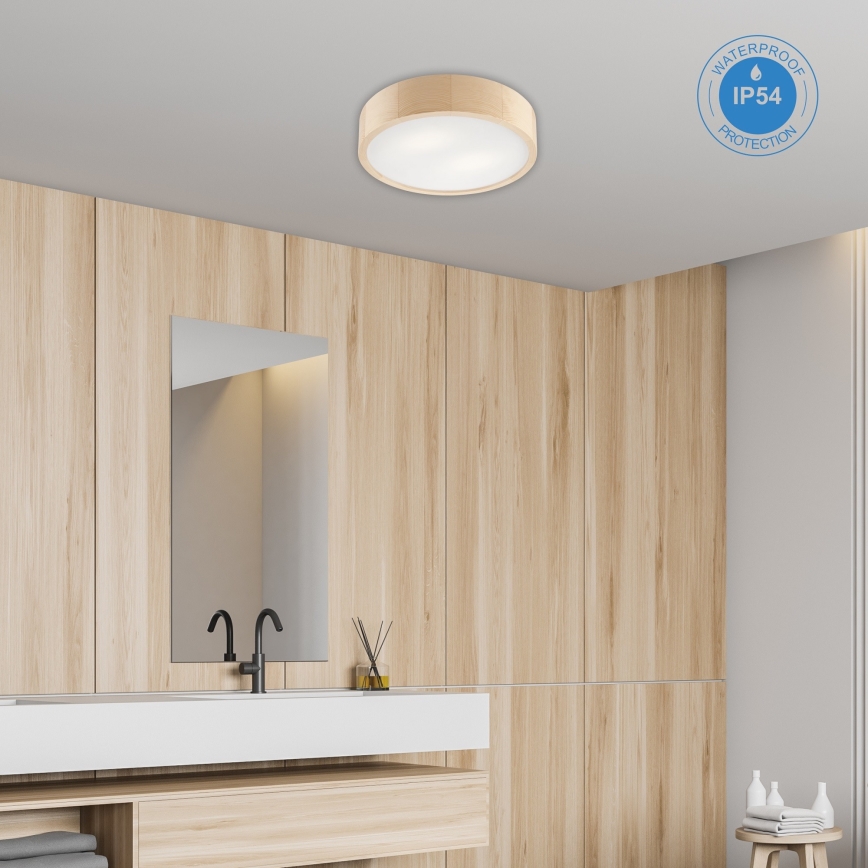 Deckenleuchte für Badezimmer NATURAL 3xE27/15W/230V IP54 Kiefer ø 37 cm