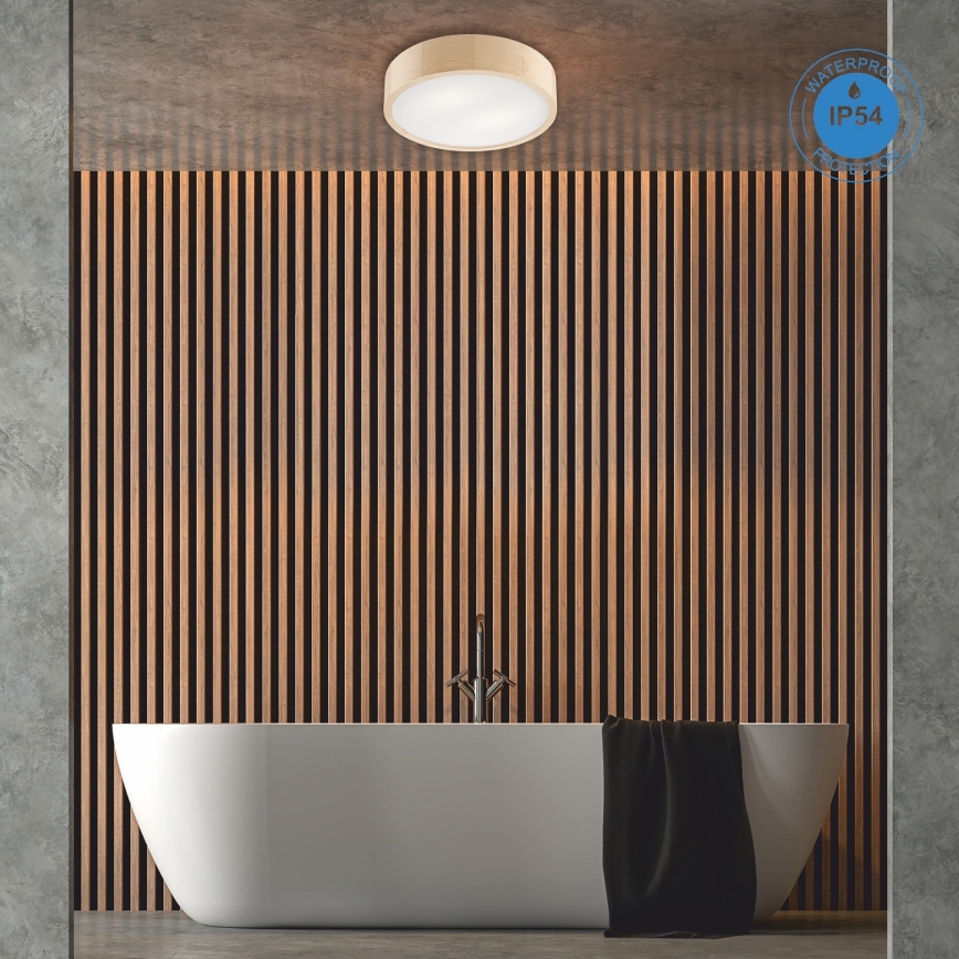 Deckenleuchte für Badezimmer NATURAL 3xE27/15W/230V IP54 Kiefer ø 37 cm