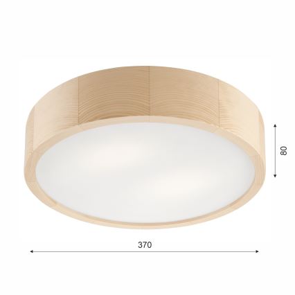 Deckenleuchte für Badezimmer NATURAL 3xE27/15W/230V IP54 Kiefer ø 37 cm