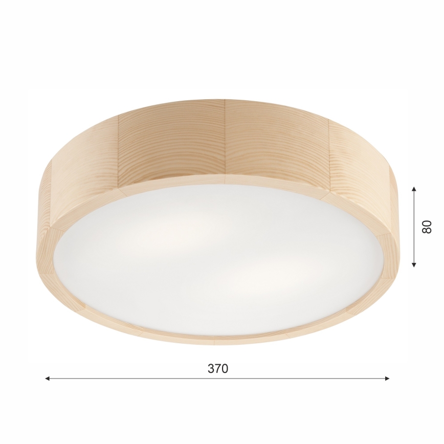 Deckenleuchte für Badezimmer NATURAL 3xE27/15W/230V IP54 Kiefer ø 37 cm