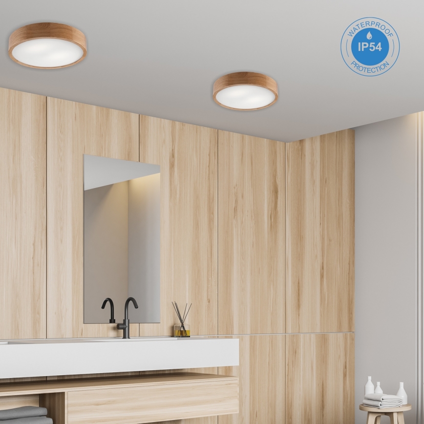 Deckenleuchte für Badezimmer OAK 3xE27/15W/230V Eiche ø 37 cm IP54