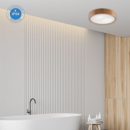 Deckenleuchte für Badezimmer OAK 3xE27/15W/230V Eiche ø 37 cm IP54