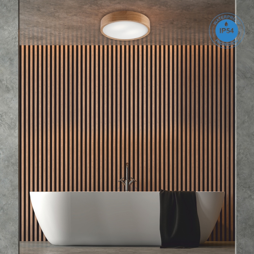 Deckenleuchte für Badezimmer OAK 3xE27/15W/230V Eiche ø 37 cm IP54