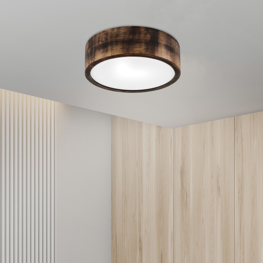Deckenleuchte für Badezimmer OAK SMOKY 2xE27/15W/230V IP54 ø 27,5 cm Eiche/braun