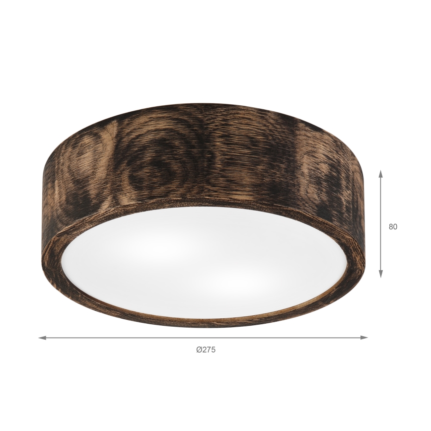 Deckenleuchte für Badezimmer OAK SMOKY 2xE27/15W/230V IP54 ø 27,5 cm Eiche/braun