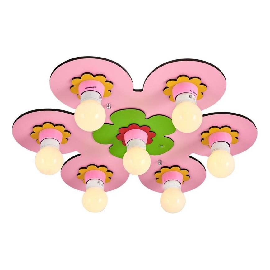 Deckenleuchte für Kinder LUCCA 7xE27/24W/230V rosa